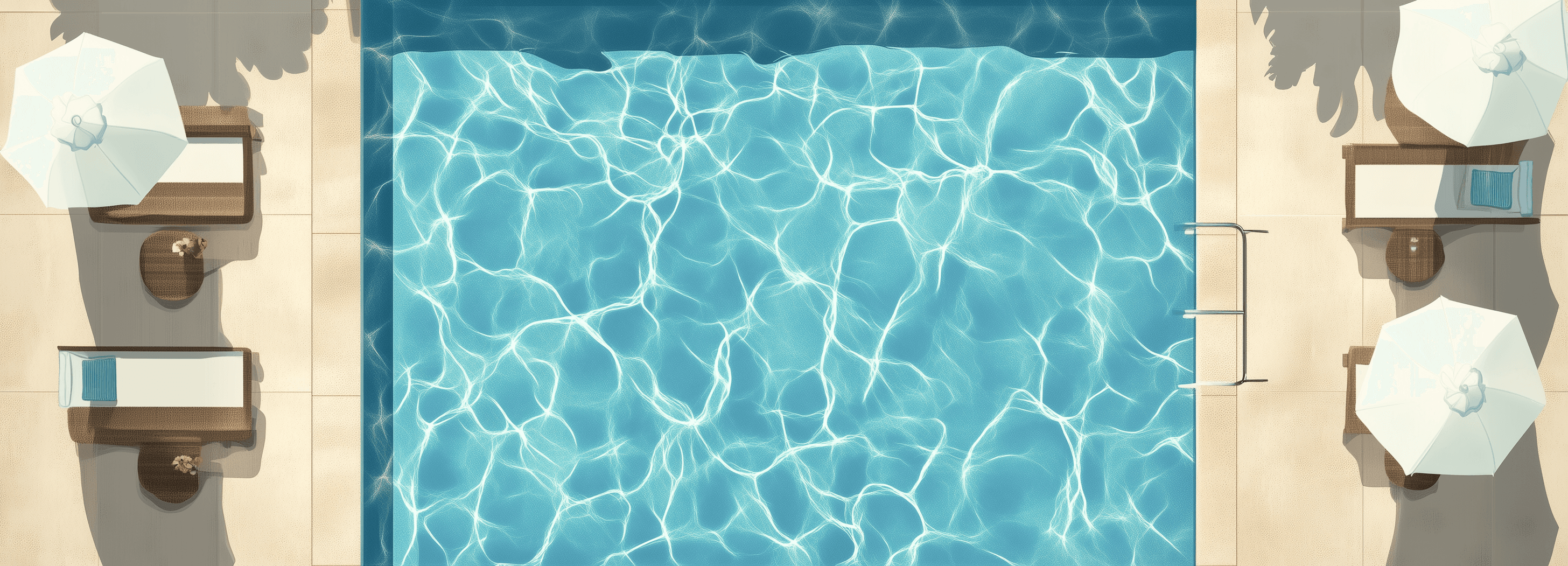 Cartoon-like top-down image of a pool